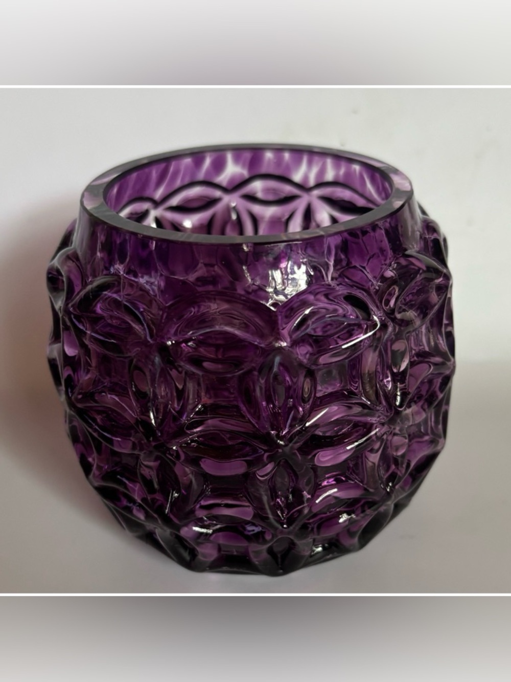 Glass Eye Studio Maritime Sea Haven Purple Handblown Art Glass Candle Holder